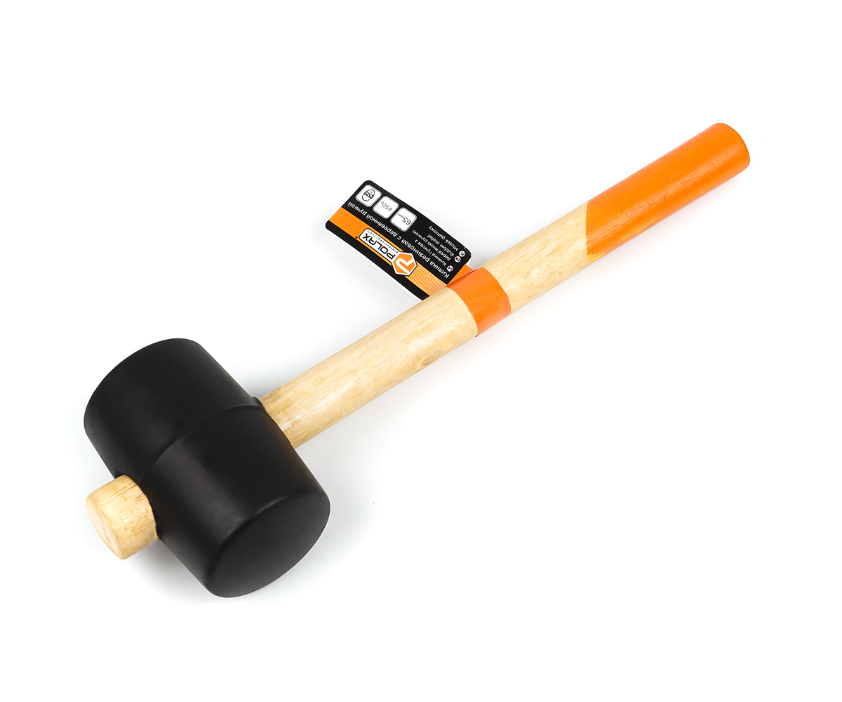 Киянка гумова з дерев'яною ручкою 65 мм 450 г, Polax